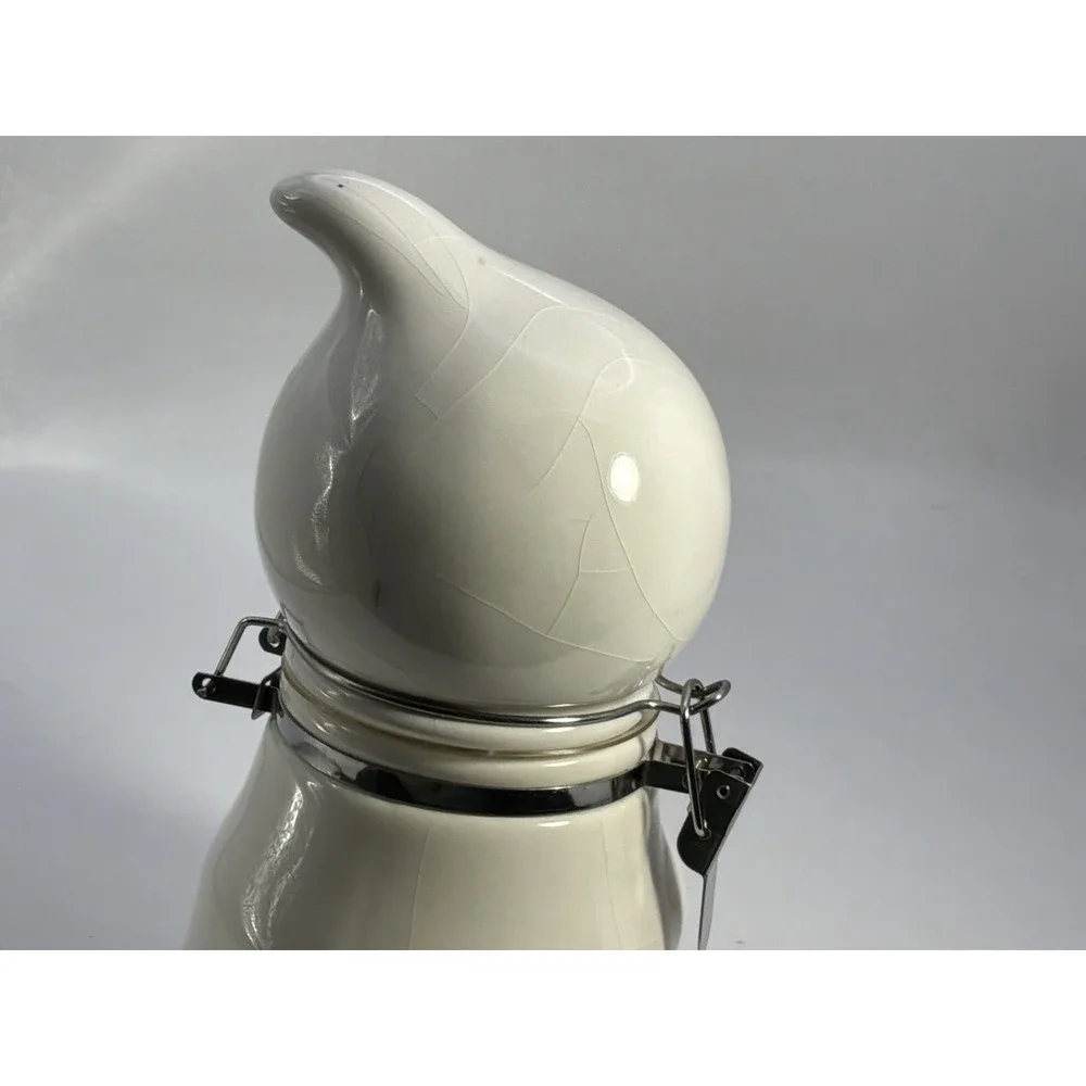 Ceramic Ghost Jar With Locking Lid Has Crazing